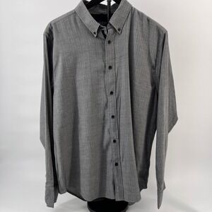 Rag & Bone Fit 2 Mens XL Grey Herringbone Cotton Rayon Long Sleeve Button Down